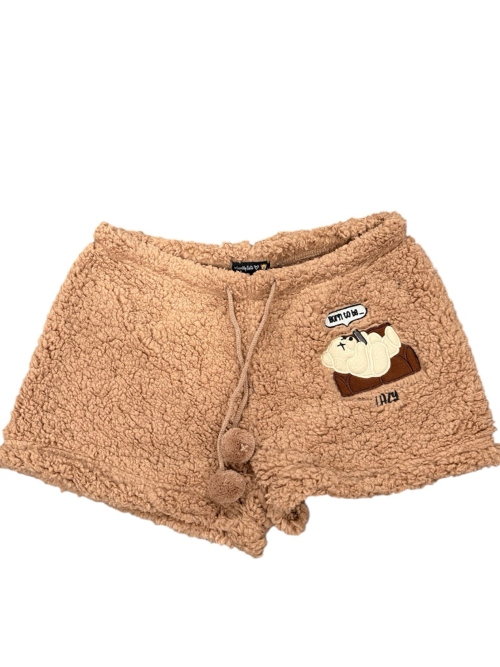 NWT Unbearably Cute Women’s Cozy Teddy Sherpa Lounge Shorts - Tan Size M